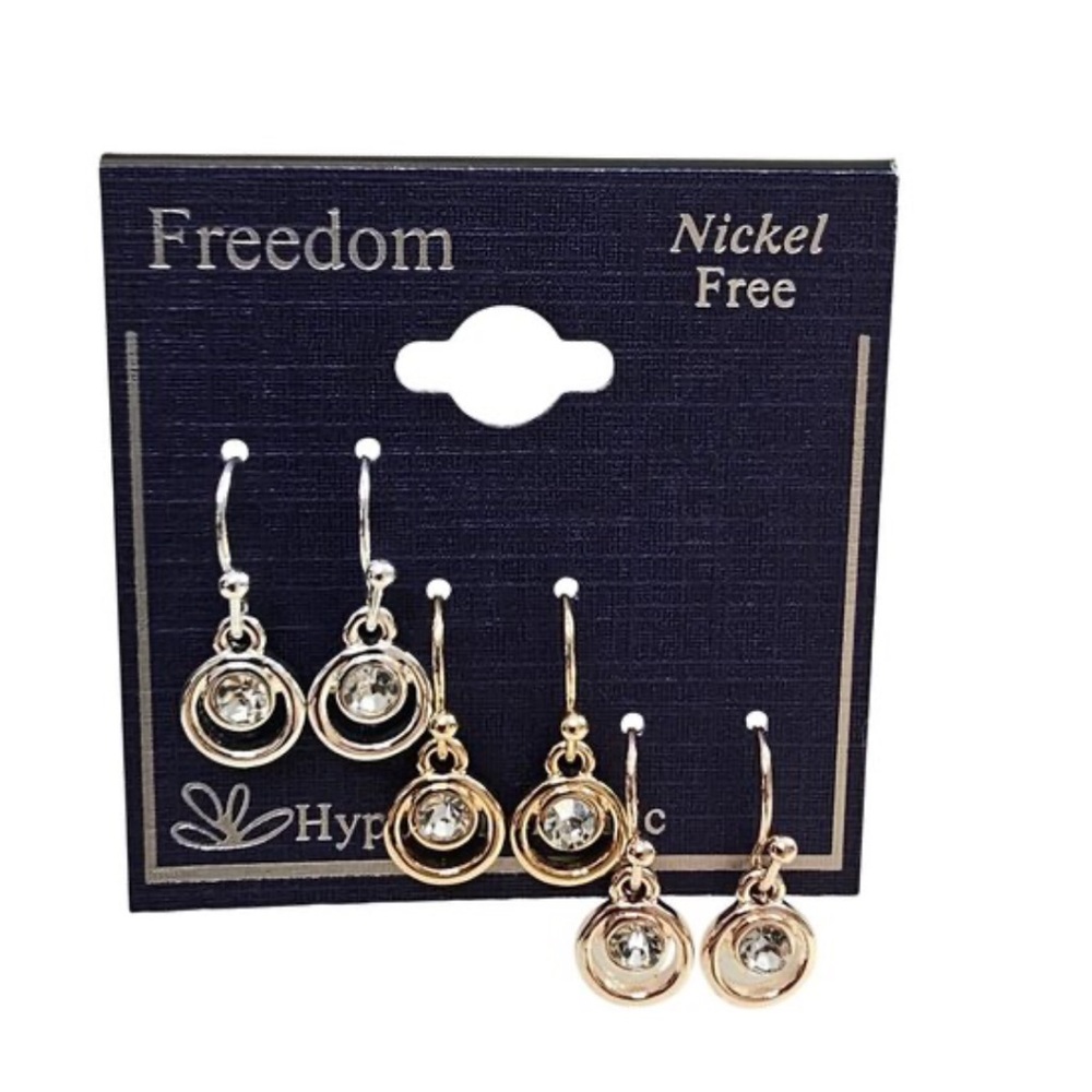 Freedom Three Tone Hypoallergenic Earrings